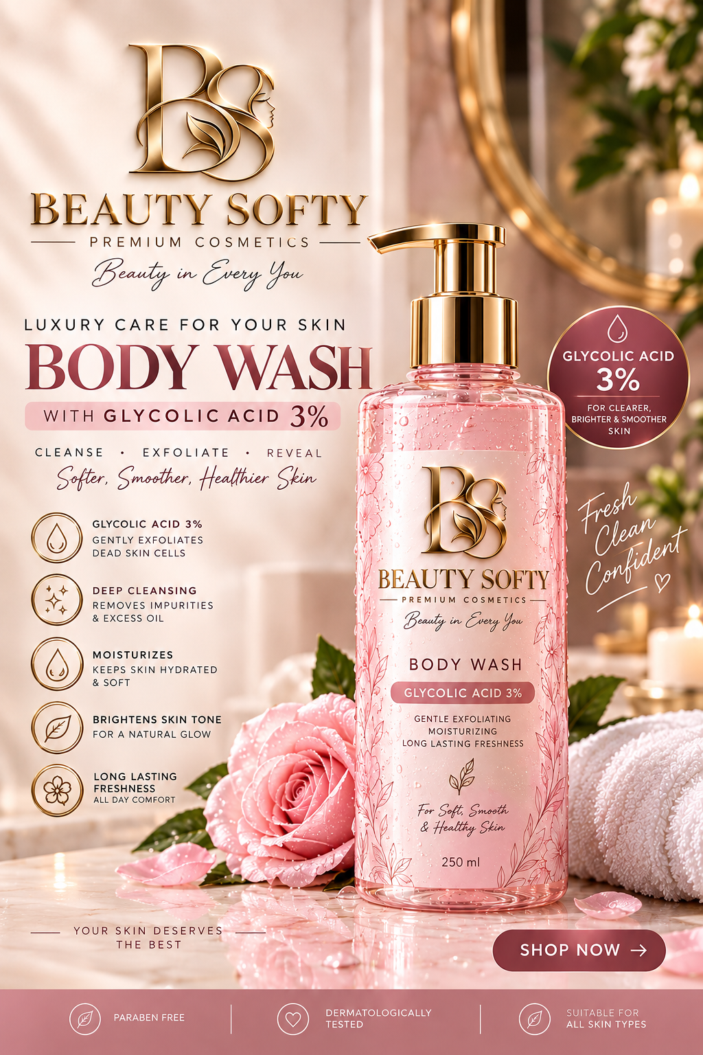 Glycolic Acid 3% Body Wash – 250ml